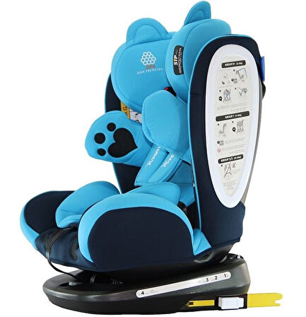 Yoyko Bear 360 ° Dönebilir Yatabilir 0-36 Kg Oto Koltuğu ISOFIX/SIP/LATCH - Mavi Mavi