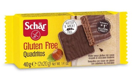 Schar Quadritos Bitter Çikolata Kaplı Glutensiz Gofret 40 gr - %42'si Bitter Çikolata