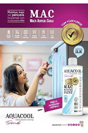 Aquacool Trend Su Bazlı Akrilik Dönüşüm Boyası RAL 1015 Açık Fildişi 500ml