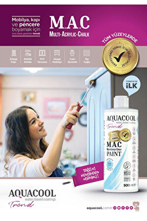 Aquacool Trend Su Bazlı Akrilik Dönüşüm Boyası RAL 7040 Pencere Gri 500ml