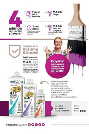 Aquacool Trend Su Bazlı Akrilik Dönüşüm Boyası Metalik Renk 901 Gümüş 500ml
