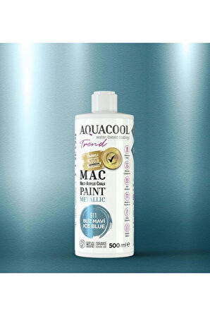 Aquacool Trend Su Bazlı Akrilik Dönüşüm Boyası Metalik Renk 911 Buz Mavi 500ml