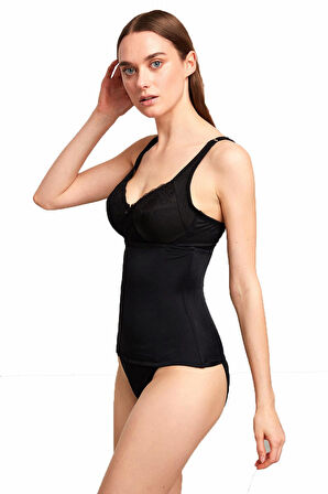 Kom Daisy Balenli Siyah Bel Korsesi 