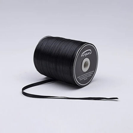 Fuyaku 6 mm Saten Kurdele Siyah (500 Metre)