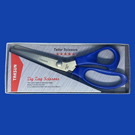 Taksun Makas Plastik Saplı Sürfile Zigzag 9" (23cm) Mavi