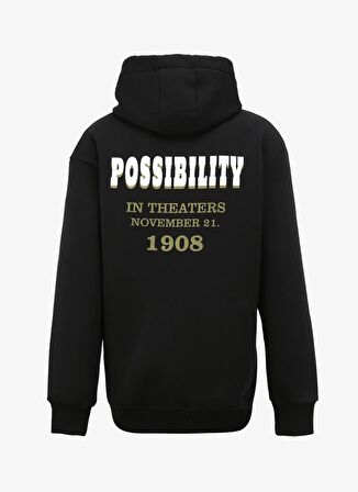 The Crow Kapüşon Yaka Siyah Erkek Sweatshırt TC3911