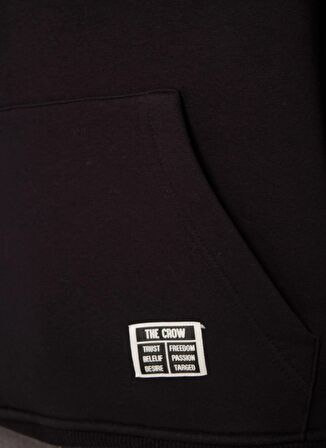 The Crow Kapüşon Yaka Siyah Erkek Sweatshırt TC3913