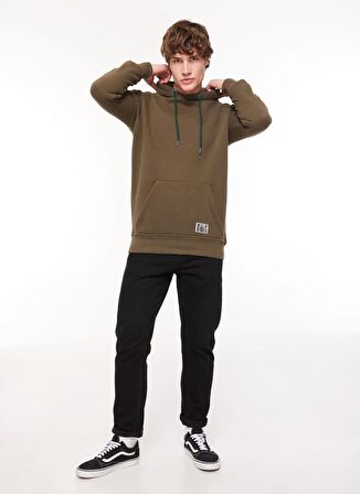 The Crow Kapüşon Yaka Haki Erkek Sweatshırt TC3912