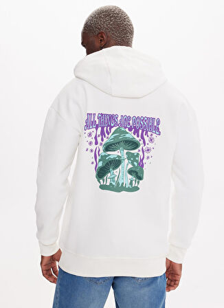 The Crow Kapüşon Yaka Ekru Erkek Sweatshırt TC3913