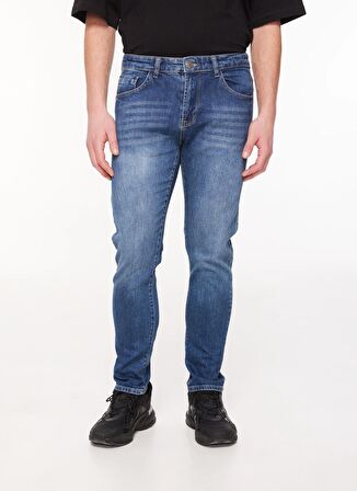 The Crow Normal Bel Dar Koyu Mavi Erkek Denim Pantolon TC5001