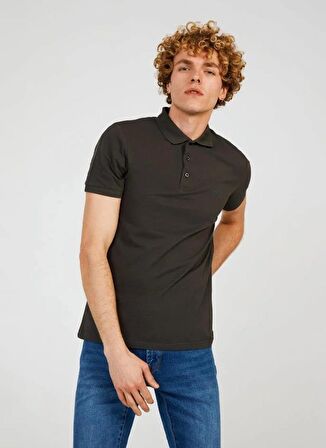 The Crow Polo Yaka Düz Antrasit Erkek T-Shirt FATHER BASIC POLO