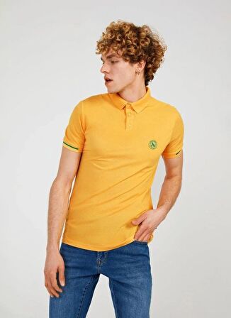 The Crow Düz Sarı Erkek Polo T-Shirt SUMMER POLO