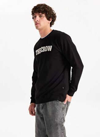 The Crow Bisiklet Yaka Siyah Erkek Sweatshırt TC1947_CROW