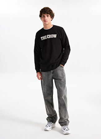 The Crow Bisiklet Yaka Siyah Erkek Sweatshırt TC1947_CROW