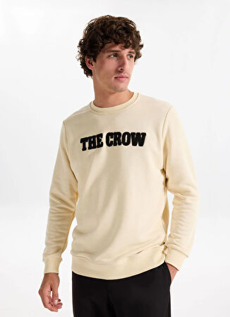 The Crow Bisiklet Yaka Ekru Erkek Sweatshırt TC1947_CROW