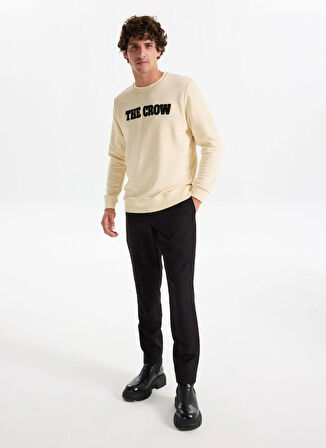 The Crow Bisiklet Yaka Ekru Erkek Sweatshırt TC1947_CROW