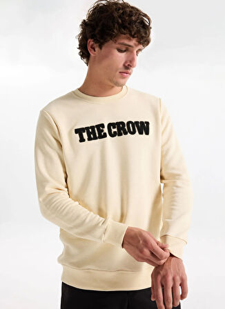 The Crow Bisiklet Yaka Ekru Erkek Sweatshırt TC1947_CROW