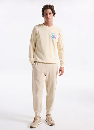 The Crow Bisiklet Yaka Ekru Erkek Sweatshırt TC1948_THE COLOUR