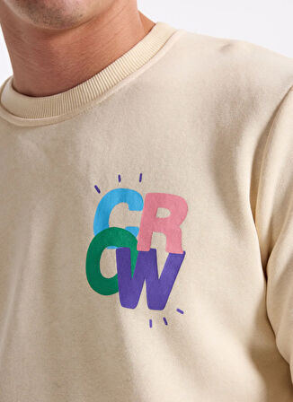 The Crow Bisiklet Yaka Ekru Erkek Sweatshırt TC1948_THE COLOUR