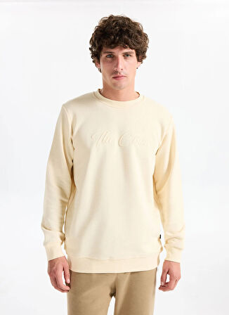 The Crow Bisiklet Yaka Ekru Erkek Sweatshırt TC1946_CALL