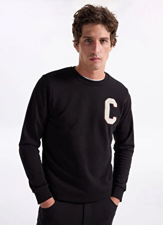 The Crow Bisiklet Yaka Siyah Erkek Sweatshırt TC1943_BOSTON