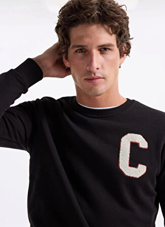 The Crow Bisiklet Yaka Siyah Erkek Sweatshırt TC1943_BOSTON