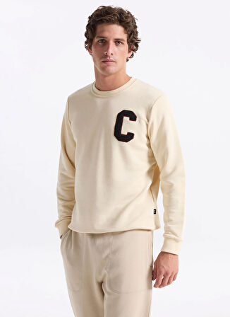 The Crow Bisiklet Yaka Beyaz Erkek Sweatshırt TC1943_BOSTON