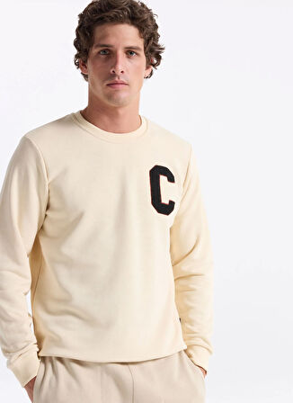 The Crow Bisiklet Yaka Beyaz Erkek Sweatshırt TC1943_BOSTON