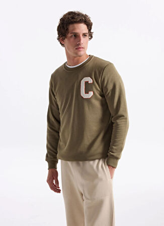 The Crow Bisiklet Yaka Haki Erkek Sweatshırt TC1943_BOSTON