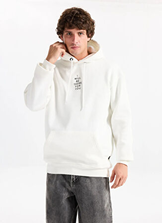 The Crow Kapüşon Yaka Beyaz Erkek Sweatshırt TC2904_I WILL YOU BEE THERE FOR YOU