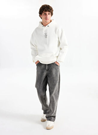 The Crow Kapüşon Yaka Beyaz Erkek Sweatshırt TC2904_I WILL YOU BEE THERE FOR YOU