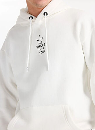 The Crow Kapüşon Yaka Beyaz Erkek Sweatshırt TC2904_I WILL YOU BEE THERE FOR YOU