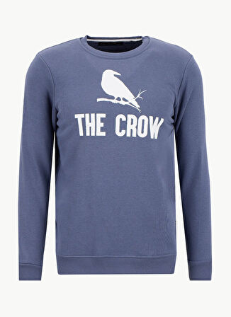 The Crow Bisiklet Yaka Açık Füme Erkek Sweatshırt TC1905_ZOOM