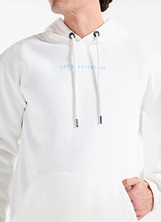 The Crow Kapüşon Yaka Beyaz Erkek Sweatshırt TC3917_COLD TRAİN