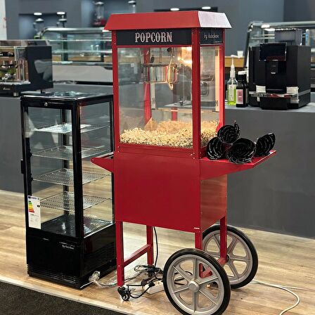 By Kitchen Arabalı Mısır Patlatma&Popcorn Makinesi-Kırmızı 