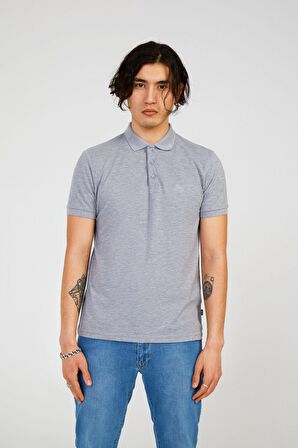 The Crow FATHER BASIC POLO Gri Erkek Tshirt