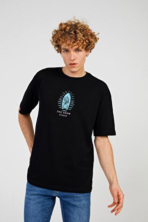 The Crow Bisiklet Yaka Baskılı Siyah Erkek T-Shirt TC9001BASKILI TSHIRT