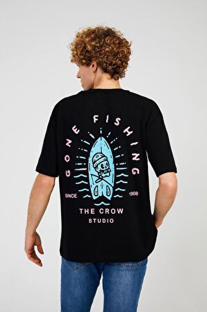 The Crow Bisiklet Yaka Baskılı Siyah Erkek T-Shirt TC9001BASKILI TSHIRT