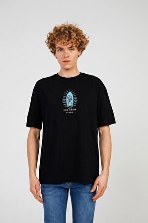 The Crow Bisiklet Yaka Baskılı Siyah Erkek T-Shirt TC9001BASKILI TSHIRT