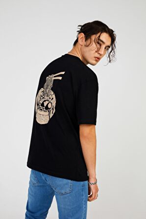 The Crow Bisiklet Yaka Baskılı Siyah Erkek T-Shirt TC9005