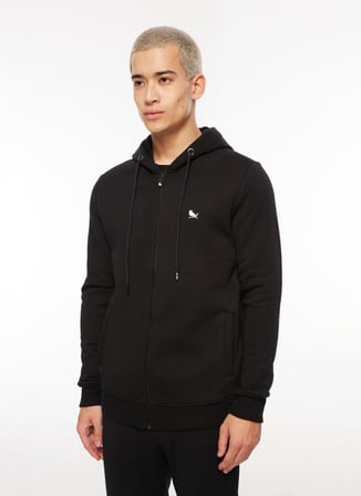 The Crow Kapüşon Yaka Siyah Erkek Sweatshırt TC3906KAPŞONLU TAM FERMUARLI