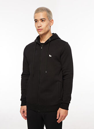 The Crow Kapüşon Yaka Siyah Erkek Sweatshırt TC3906KAPŞONLU TAM FERMUARLI