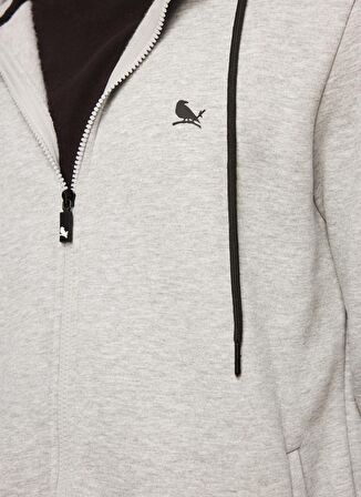 The Crow Kapüşon Yaka Gri Melanj Erkek Sweatshırt TC3906KAPŞONLU TAM FERMUARLI