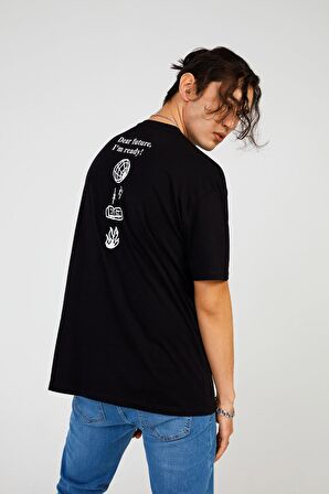 The Crow Bisiklet Yaka Baskılı Siyah Erkek T-Shirt TC9012BASIC