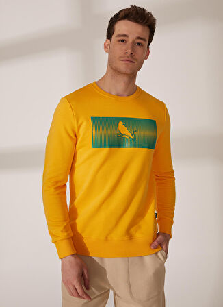 The Crow Bisiklet Yaka Açık Sarı Erkek Sweatshırt TC1907BASKILI TSHIRT