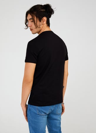 The Crow Bisiklet Yaka Baskılı Siyah Erkek T-Shirt TC7123