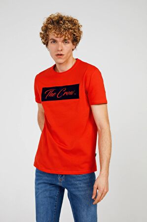 The Crow Bisiklet Yaka Baskılı Kırmızı Erkek T-Shirt TC7128