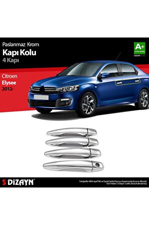 Citroen C-elysee Uyumlu Krom Kapı Kolu 4 Kapı 2012 Üzeri
