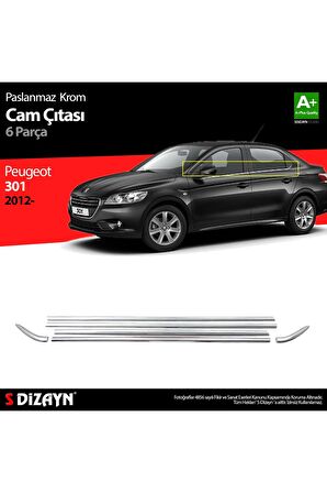 Peugeot 301 Krom Cam Çıtası 6 Prç. 2012 Üzeri