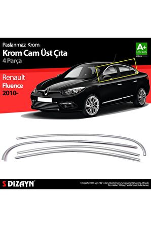 Renault Fluence Krom Cam Üst Çıtası 4 Parça 2010 Üzeri